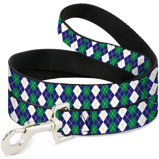 Dog Leash - Argyle Navy/Green/White/Gold Dog Leashes Buckle-Down   