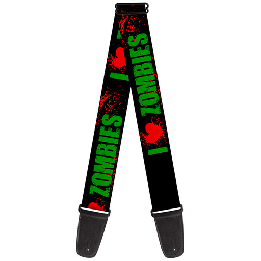 Guitar Strap - I "Heart" ZOMBIES Bold Splatter Black Green Red Guitar Straps Buckle-Down   