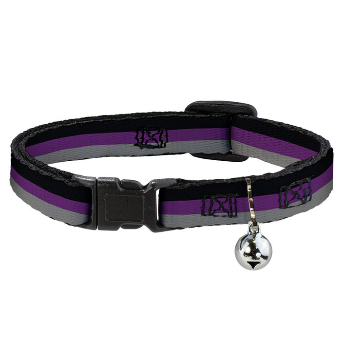 Cat Collar Breakaway - Stripes Black Purple Gray Breakaway Cat Collars Buckle-Down   