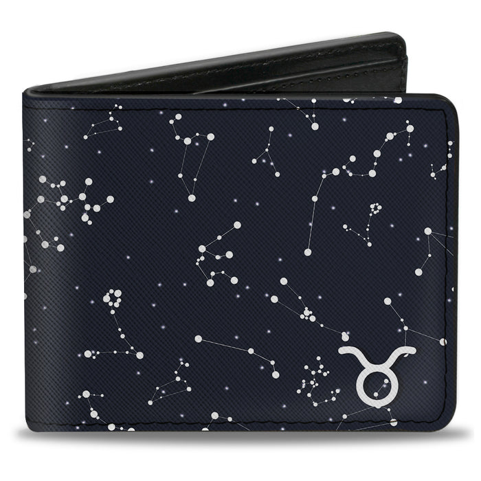 Bi-Fold Wallet - Zodiac Taurus Symbol Constellations Black White Bi-Fold Wallets Buckle-Down   