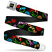 Classic TMNT Logo Full Color Seatbelt Belt - Classic Teenage Mutant Ninja Turtles Electric Expressions/Turtle Shells Black/Multi Neon Webbing Seatbelt Belts Nickelodeon   