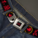 Disney MULAN Logo Full Color Black/Red Seatbelt Belt - MULAN Chinese Characters/Mulan Horse Silhouette Icon Black/Red/Gold Webbing Seatbelt Belts Disney   