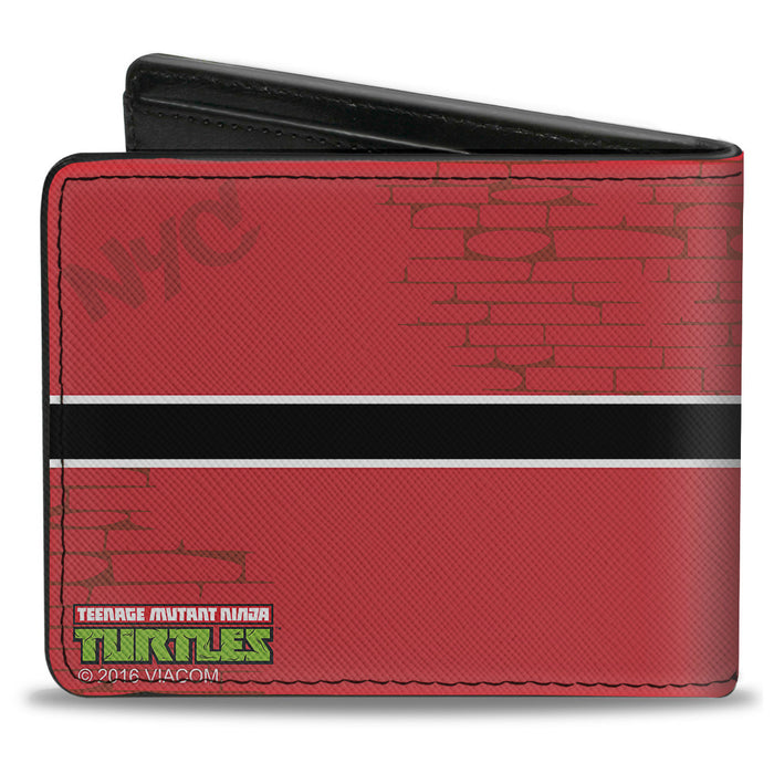 Bi-Fold Wallet - CASEY JONES Baseball Bat & Hockey Stick Bricks Stripe Reds White Black Bi-Fold Wallets Nickelodeon   