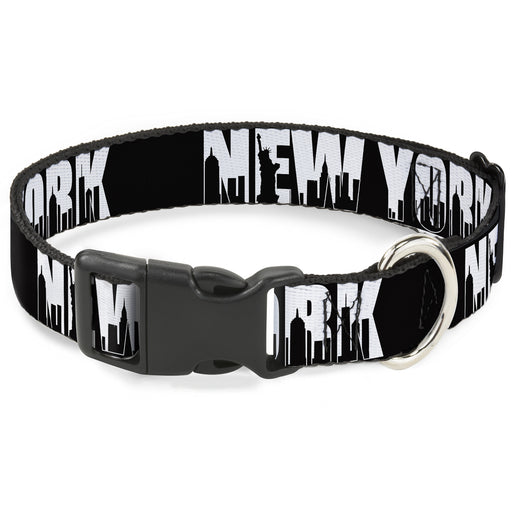 Plastic Clip Collar - NEW YORK Bold/Skyline Silhouette Black/White/Black Plastic Clip Collars Buckle-Down   