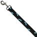 Dog Leash - Mustaches Scattered Black/Turquoise Dog Leashes Buckle-Down   