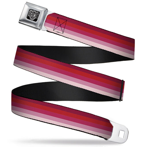 BD Wings Logo CLOSE-UP Full Color Black Silver Seatbelt Belt - Spectrum Pink Webbing Seatbelt Belts Buckle-Down   