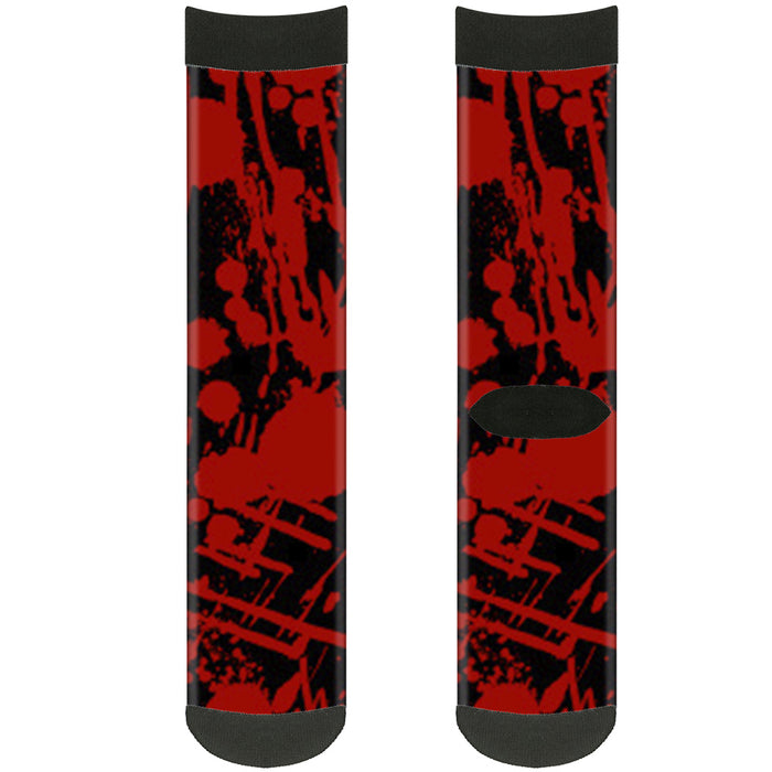 Sock Pair - Polyester - Splatter Black Red - CREW Socks Buckle-Down   