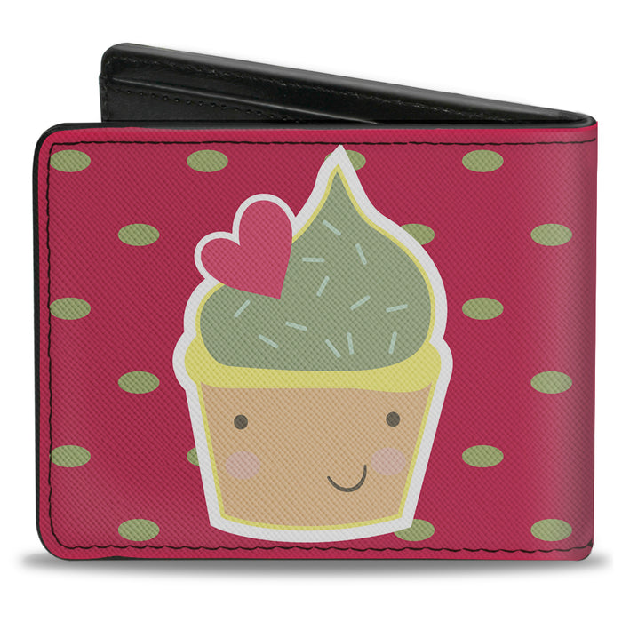 Bi-Fold Wallet - Happy Cupcakes Dots Pink Green Bi-Fold Wallets Buckle-Down   