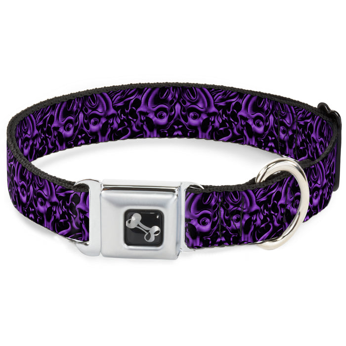 Dog Bone Seatbelt Buckle Collar - Sleeve Skulls Black/Purple Seatbelt Buckle Collars Buckle-Down   