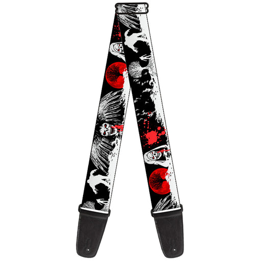 Guitar Strap - Fright Night Black White Red Guitar Straps Buckle-Down   
