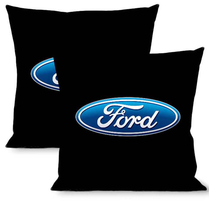 Pillow - THROW - Ford Oval Logo Black Blue Throw Pillows Ford   