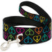 Dog Leash - Peace Hearts Repeat Black/Neon Dog Leashes Buckle-Down   