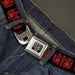 BD Wings Logo CLOSE-UP Full Color Black Silver Seatbelt Belt - BD Skulls w/Wings Black/Red Webbing Seatbelt Belts Buckle-Down   