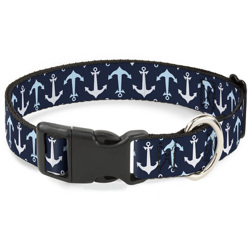 Plastic Clip Collar - Anchor2 Flip CLOSE-UP Navy/Baby Blue/White Plastic Clip Collars Buckle-Down   