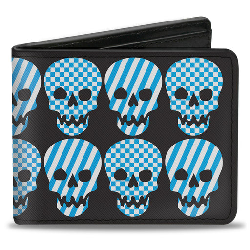 Bi-Fold Wallet - Checker & Stripe Skulls Black White Baby Blue Bi-Fold Wallets Buckle-Down   