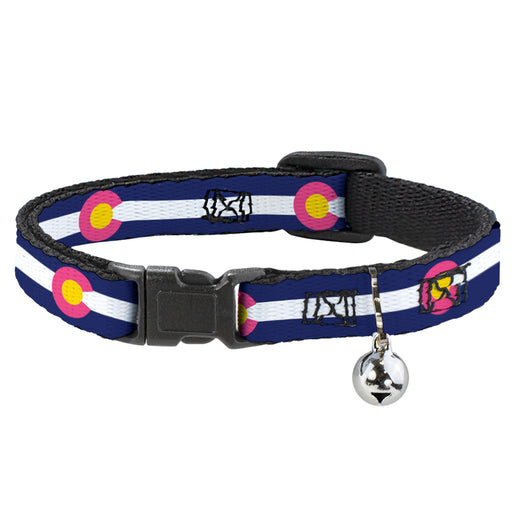 Cat Collar Breakaway - Colorado Flags6 Repeat Blue White Pink Yellow Breakaway Cat Collars Buckle-Down   