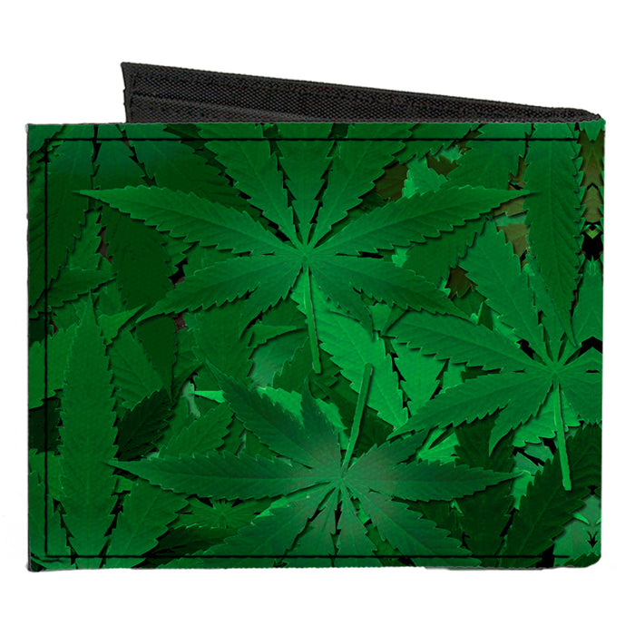 Canvas Bi-Fold Wallet - Marijuana Leaves Stacked Canvas Bi-Fold Wallets Buckle-Down   