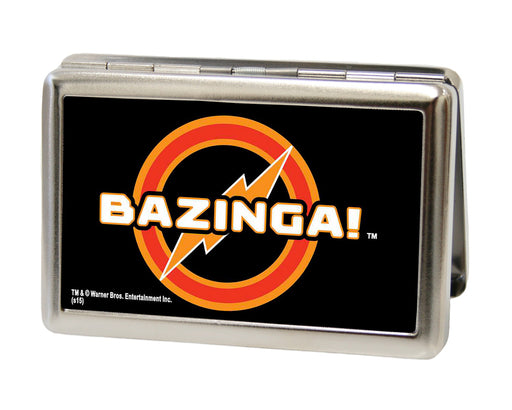 Business Card Holder - LARGE - BAZINGA! Logo FCG Black Metal ID Cases The Big Bang Theory   