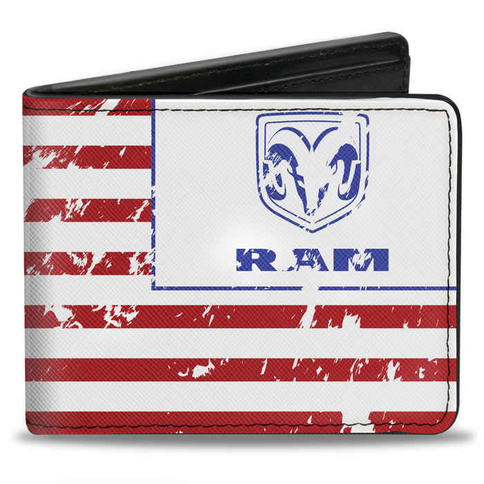 Bi-Fold Wallet - RAM Logo Americana Flag Weathered White Red Blue Bi-Fold Wallets Ram   