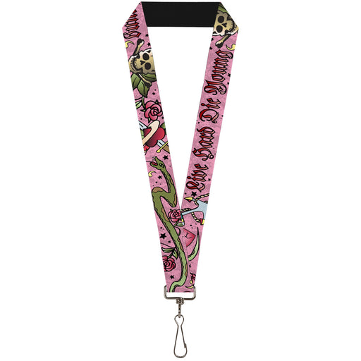 Lanyard - 1.0" - Live Hard Die Young Pink Lanyards Buckle-Down   