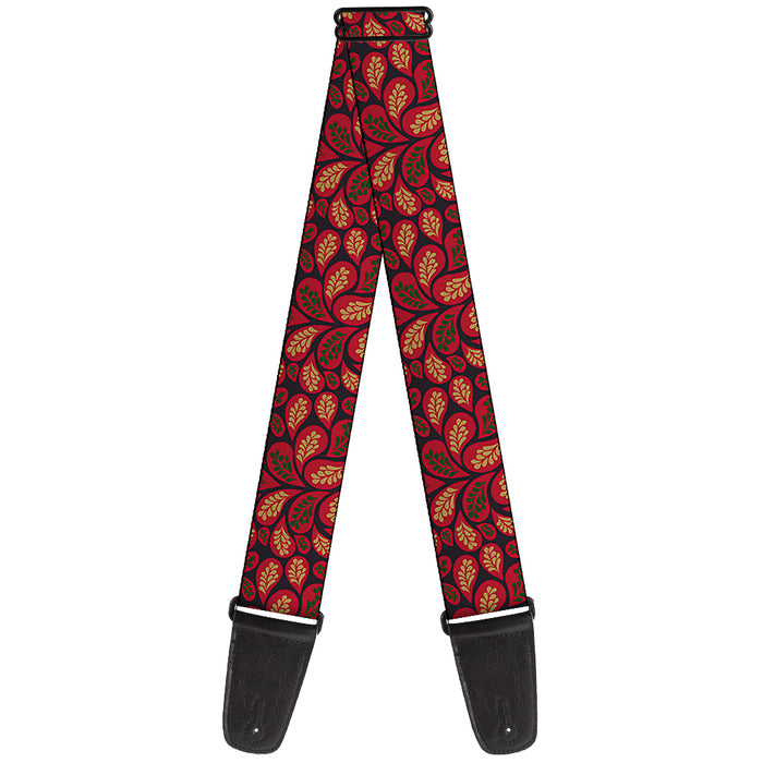 Guitar Strap - Leaves Swirl Navy Burgundy Guitar Straps Buckle-Down   