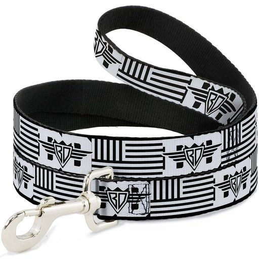 Dog Leash - BD Logo/American Stripe Flag White/Black Dog Leashes Buckle-Down   