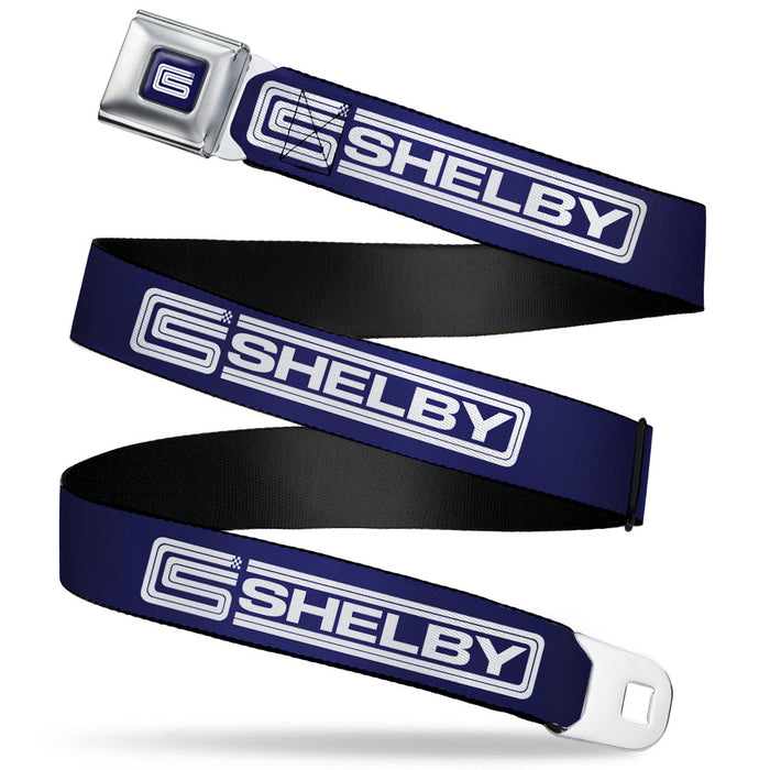 Carroll Shelby CS Racing Logo Full Color Navy/White Seatbelt Belt - Carroll Shelby CS SHELBY Racing Logo Block Navy/White Webbing Seatbelt Belts Carroll Shelby   