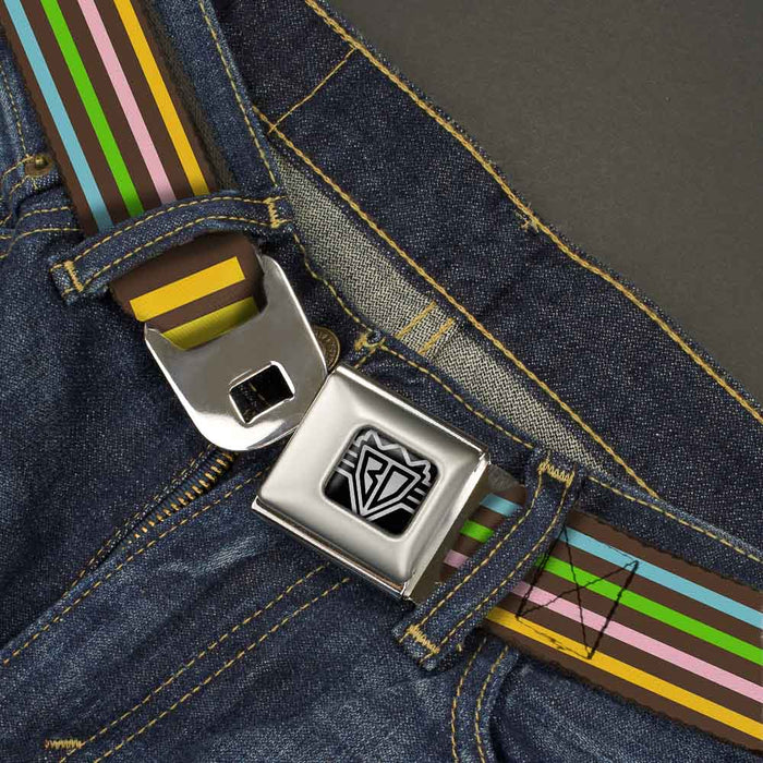 BD Wings Logo CLOSE-UP Full Color Black Silver Seatbelt Belt - Stripe Blocks Brown/Multi Pastel Webbing Seatbelt Belts Buckle-Down   