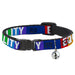 Cat Collar Breakaway with Bell - EQUALITY Blocks Rainbow Blue White - NARROW Fits 8.5-12" Breakaway Cat Collars Buckle-Down   