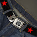 BD Wings Logo CLOSE-UP Full Color Black Silver Seatbelt Belt - Star Black/Red Webbing Seatbelt Belts Buckle-Down   