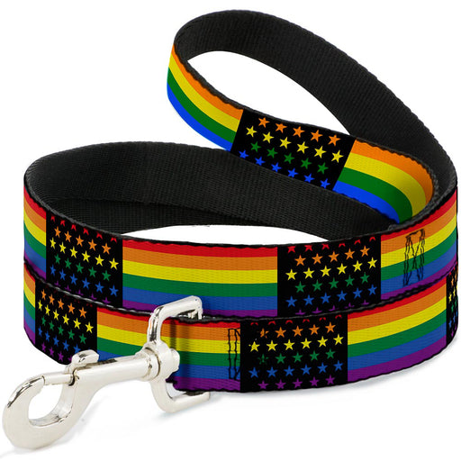 Dog Leash - Flag American Pride Rainbow/Black Dog Leashes Buckle-Down   