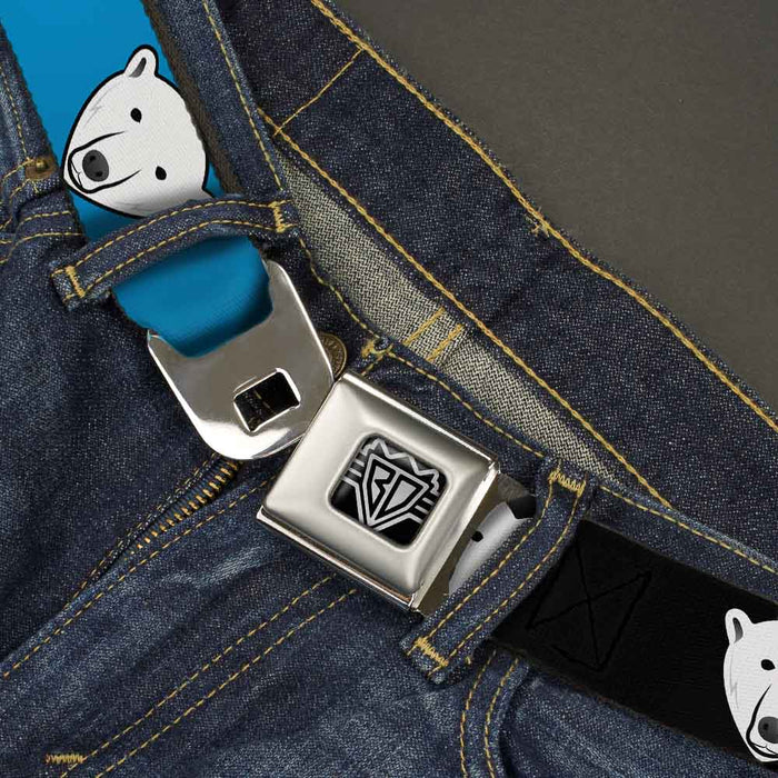 BD Wings Logo CLOSE-UP Full Color Black Silver Seatbelt Belt - Polar Bear Repeat Black/Blue Fade Webbing Seatbelt Belts Buckle-Down   