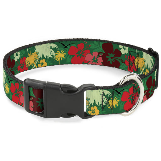 Plastic Clip Collar - Tropical Flora Greens/Reds/Gold Plastic Clip Collars Buckle-Down   