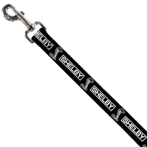 Dog Leash - SHELBY Box Logo and Super Snake Cobra Black/White Dog Leashes Carroll Shelby   