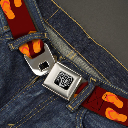 BD Wings Logo CLOSE-UP Full Color Black Silver Seatbelt Belt - Flip Flops Burgundy/Orange Webbing Seatbelt Belts Buckle-Down   