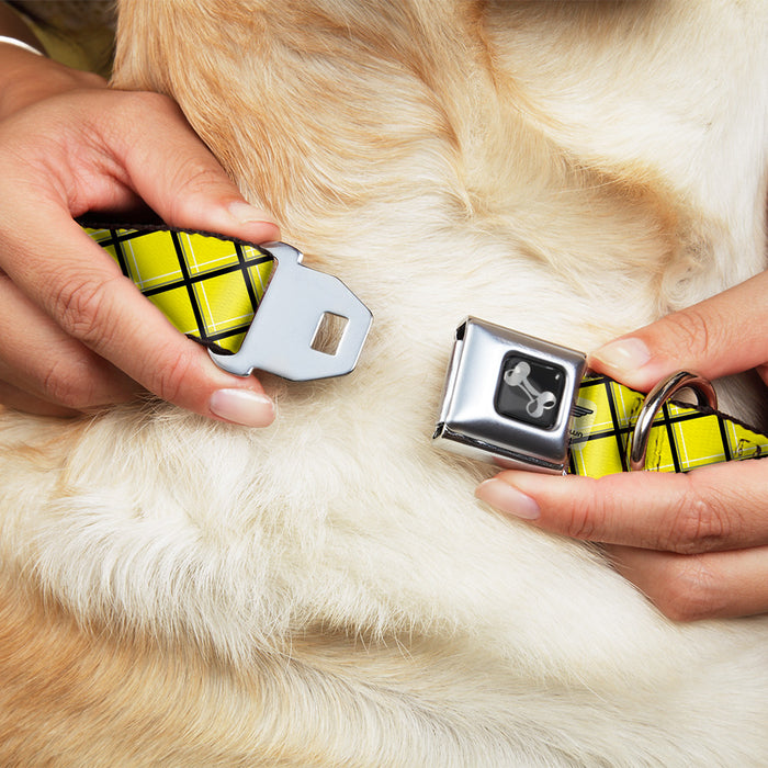Dog Bone Seatbelt Buckle Collar - Wire Grid Yellow/Black/Gray Seatbelt Buckle Collars Buckle-Down   