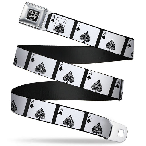 BD Wings Logo CLOSE-UP Full Color Black Silver Seatbelt Belt - Ace of Spades Webbing Seatbelt Belts Buckle-Down   