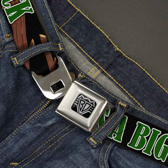 BD Wings Logo CLOSE-UP Full Color Black Silver Seatbelt Belt - ONE OF US LIKES BIG STICKS/Sticks Black/Brown/Green Webbing Seatbelt Belts Buckle-Down   