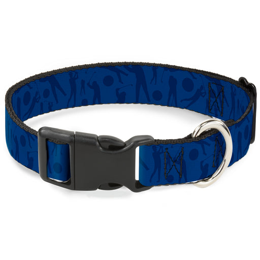 Plastic Clip Collar - Golfing Silhouettes Collage Blues Plastic Clip Collars Buckle-Down   