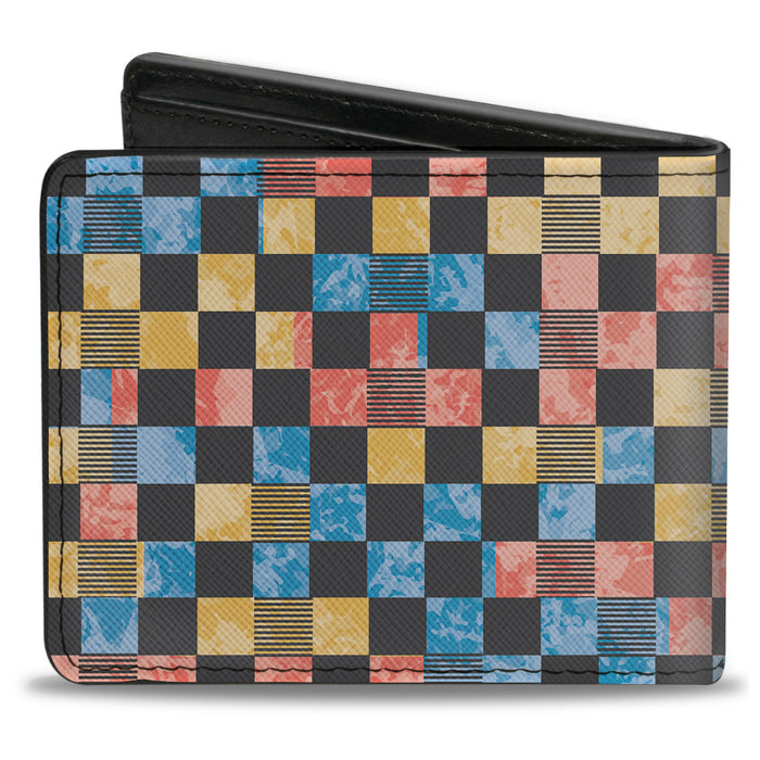 Bi-Fold Wallet - Checkers Distressed Multi Color Black Bi-Fold Wallets Buckle-Down   