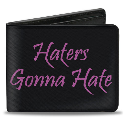 Bi-Fold Wallet - Haters Gonna Hate w Gem Black Fuchsia Bi-Fold Wallets Buckle-Down   