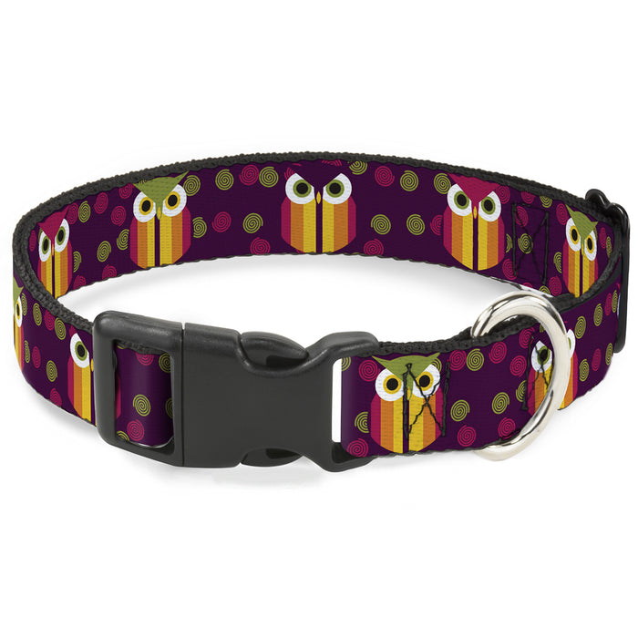 Plastic Clip Collar - Owls Striped w/Swirls Purple Plastic Clip Collars Buckle-Down   