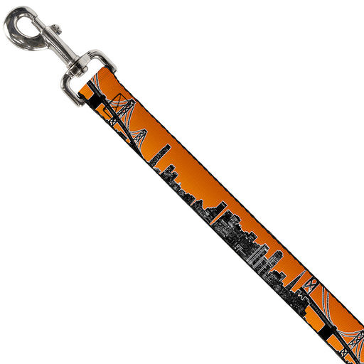 Dog Leash - San Francisco Vivid Skyline Orange Fade/Black Dog Leashes Buckle-Down   