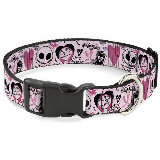 Plastic Clip Collar - The Nightmare Before Christmas Jack and Sally Doodles Pinks/Black Plastic Clip Collars Disney   