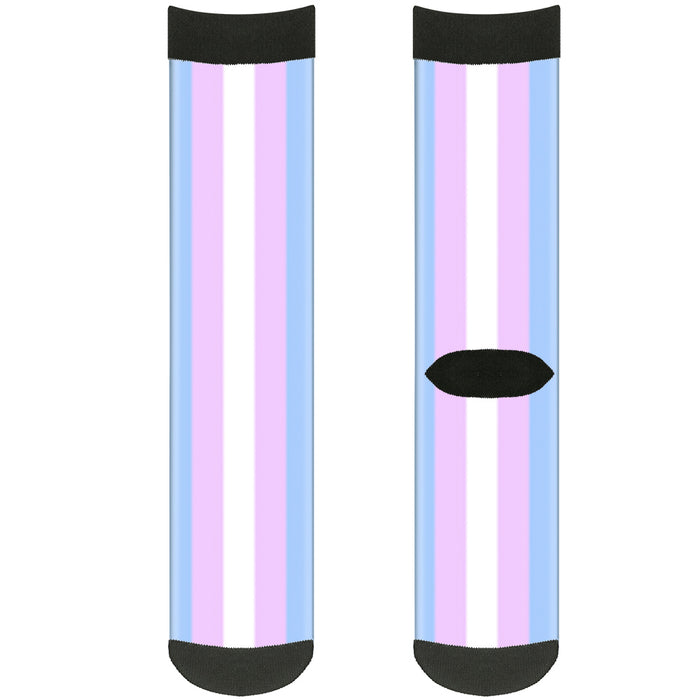 Sock Pair - Polyester - Flag Transgender Baby Blue Baby Pink White - CREW Socks Buckle-Down   