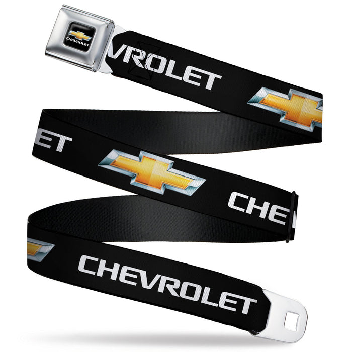 Chevy Bowtie Full Color Black Gold Seatbelt Belt - Chevy Bowtie Black/Gold Logo REPEAT Webbing Seatbelt Belts GM General Motors   
