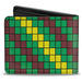 Bi-Fold Wallet - 8-Bit Pixel Step Stripe Black Brown Green Yellow Bi-Fold Wallets Buckle-Down   