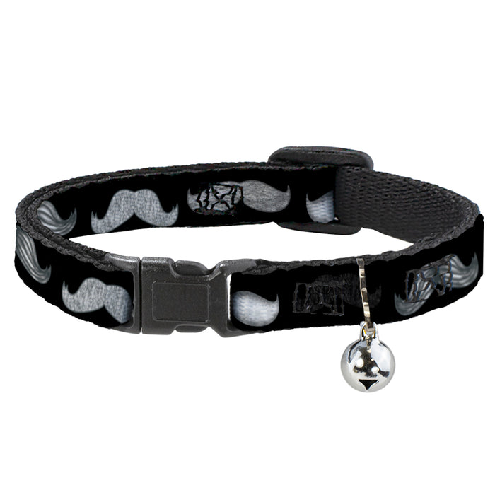 Cat Collar Breakaway - Mustache Sketch Black White Breakaway Cat Collars Buckle-Down   