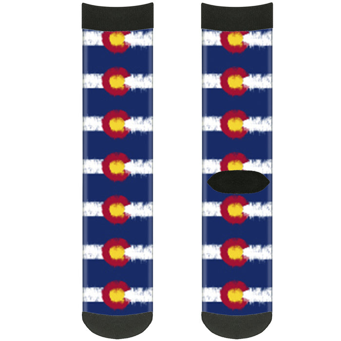 Sock Pair - Polyester - Colorado Flags2 Repeat Weathered - CREW Socks Buckle-Down   
