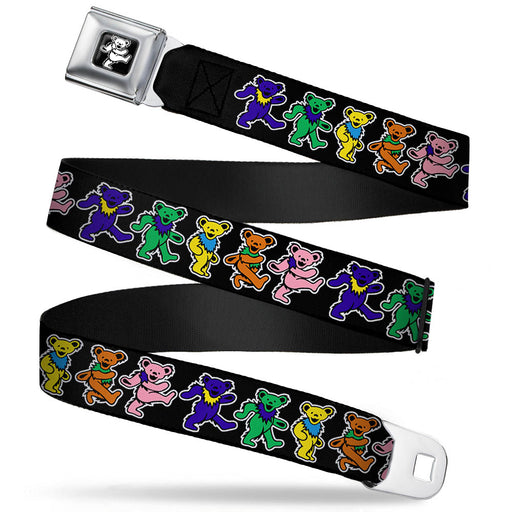 Grateful Dead Bear Seatbelt Belt - Dancing Bears Black/Multi Color Webbing Seatbelt Belts Grateful Dead   